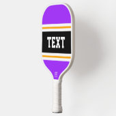 Heldere Paarse Zwart Geel Wit Racing Stripes Pickleball Paddle (Links)