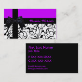 Heldere paarse zwarte damast aangepaste visitekaar visitekaartje (Voorkant / Achterkant)