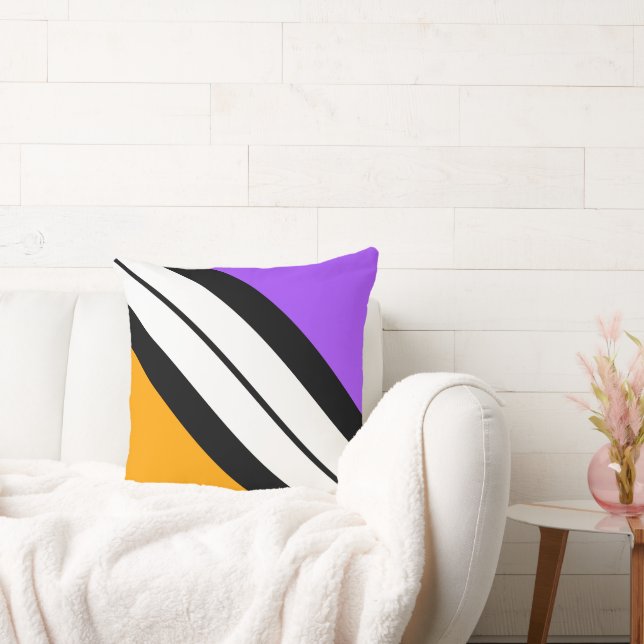 Heldere Paarse zwarte witte racestapes Kussen (Bank)