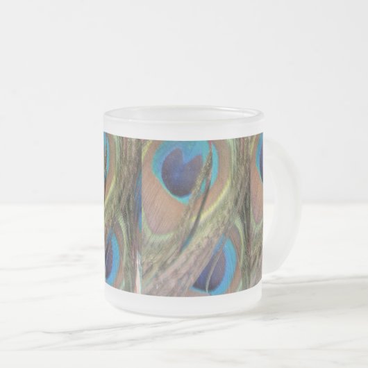 Heldere pacock Feathers Pattern Frosted Glass Mok (Voorkant rechts)