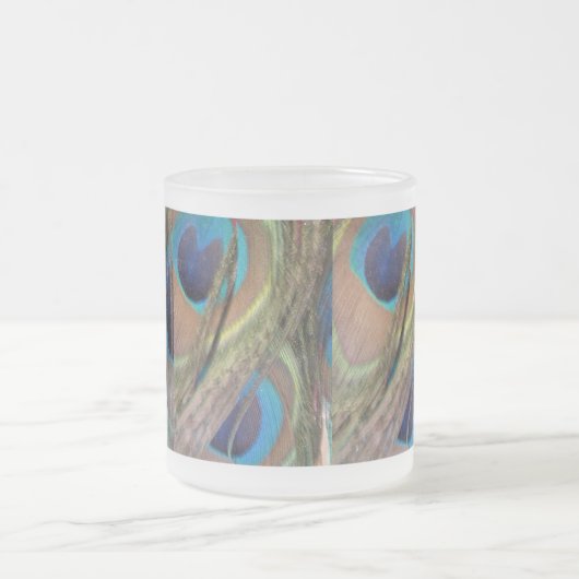 Heldere pacock Feathers Pattern Frosted Glass Mok (Center)