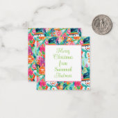 Heldere Palm Beach Kerst Ornamenten Behuizing Notitiekaartje (Voorkant / Achterkant in situ)