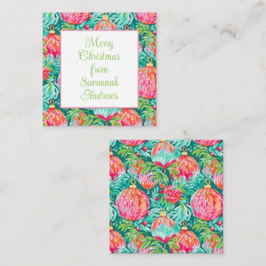Heldere Palm Beach Kerst Ornamenten Behuizing Notitiekaartje (Voorkant / Achterkant)