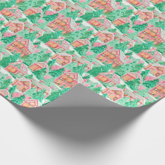 Heldere Palm Beach Kerstmis peperkoek huizen Cadeaupapier (Hoek)