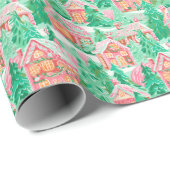 Heldere Palm Beach Kerstmis peperkoek huizen Cadeaupapier (Rol Hoek)