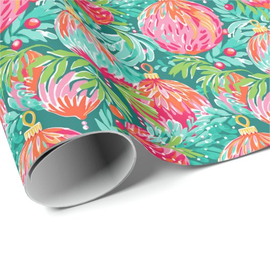 Heldere Palm Beach Kerstversieringen Cadeaupapier (Rol Hoek)