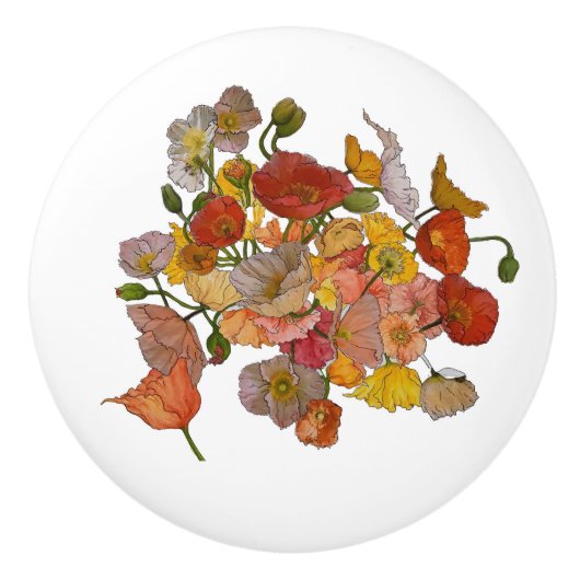 heldere papaverkeramische knop (Voorkant)