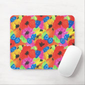 Heldere papavers en cornbloemen Mousepad Muismat (Met muis)