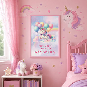 Heldere Pastel Eenhoorn Magische Dag Meisje Verjaa Poster