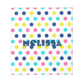 Heldere Pastel Polka Dots met gepersonaliseerde na Notitieblok (Voorkant)