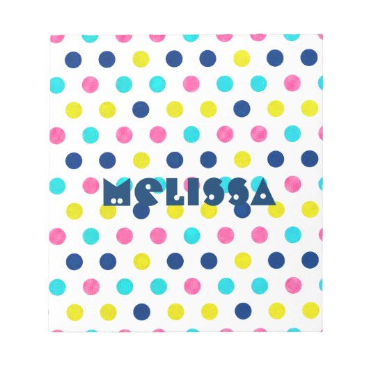 Heldere Pastel Polka Dots met gepersonaliseerde na Notitieblok (Voorkant)