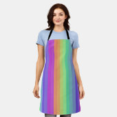Heldere Pastel Rainbow Stripe All-Over Print Schor Schort (Gedragen)