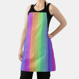 Heldere Pastel Rainbow Stripe All-Over Print Schor Schort