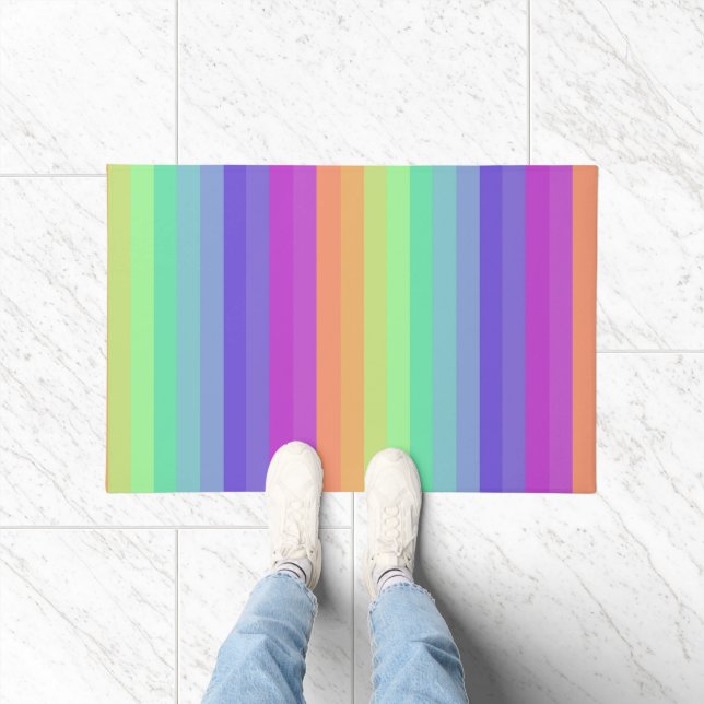 Heldere Pastel Rainbow Stripe Deur Mat (Binnen)