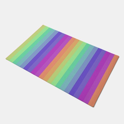 Heldere Pastel Rainbow Stripe Deur Mat (Schuin)