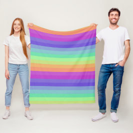 Heldere Pastel Rainbow Stripe Fleece Deken