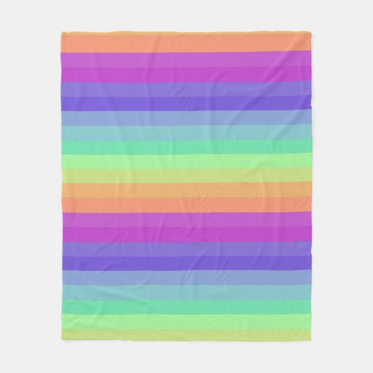 Heldere Pastel Rainbow Stripe Fleece Deken (Voorkant)