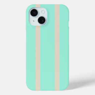 Heldere pastelblauwe en grijze gestreepte lijnen iPhone 15 case