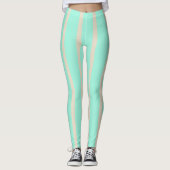 Heldere pastelblauwe en grijze gestreepte lijnen leggings (Voorkant)