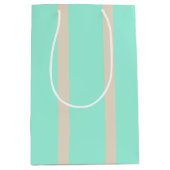 Heldere pastelblauwe en grijze gestreepte lijnen medium cadeauzakje (Voorkant)