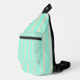 Heldere pastelblauwe en grijze gestreepte lijnen sling bag