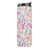 Heldere Pastels Bloemenpatroon met Monogram Thermosbeker (Gedraaid links)