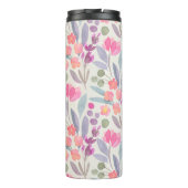 Heldere Pastels Bloemenpatroon met Monogram Thermosbeker (Achterkant)