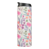 Heldere Pastels Bloemenpatroon met Monogram Thermosbeker (Geroteerd rechts)