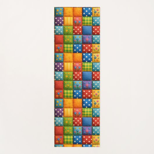 Heldere Patchwork Quilt Design in Regenboogkleuren Yogamat (Voorkant)