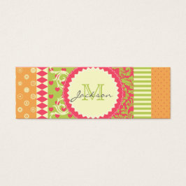 Heldere patchwork-stijl met meerdere patronen mini visitekaartjes