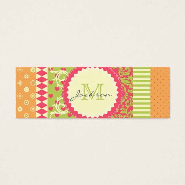 Heldere patchwork-stijl met meerdere patronen mini visitekaartjes (Voorkant)