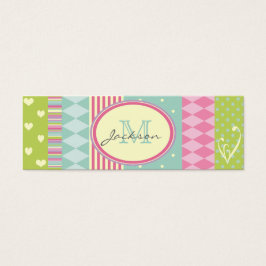 Heldere patchwork-stijl met meerdere patronen mini visitekaartjes