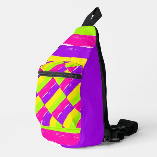 Heldere penseelstreken van neonverf | sling bag (Rechterhoek)
