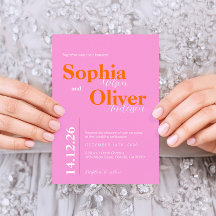 Heldere perzik en roze minimalistische bruiloft