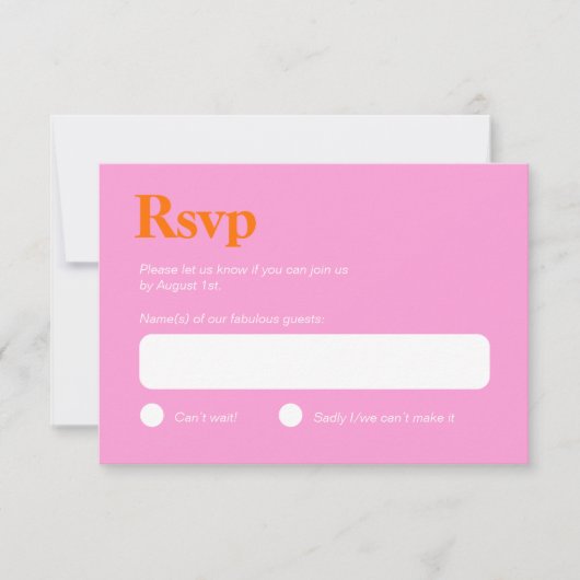 Heldere perzik en roze minimalistische RSVP-kaart RSVP Kaartje (Voorkant)