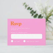 Heldere perzik en roze minimalistische RSVP-kaart RSVP Kaartje (Staand voorkant)