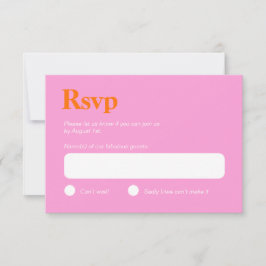 Heldere perzik en roze minimalistische RSVP-kaart RSVP Kaartje