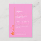 Heldere perzik & roze kleurrijke bruiloft informat informatiekaartje (Voorkant)
