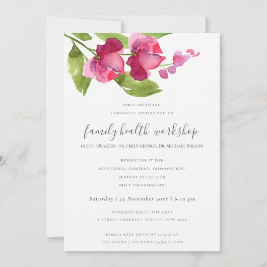 HELDERE PINKINKINK WATERVERF FLORAL WORKSHOP EVAL KAART (Voorkant)