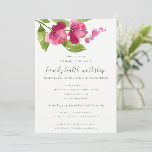 HELDERE PINKINKINK WATERVERF FLORAL WORKSHOP EVAL KAART (Staand voorkant)