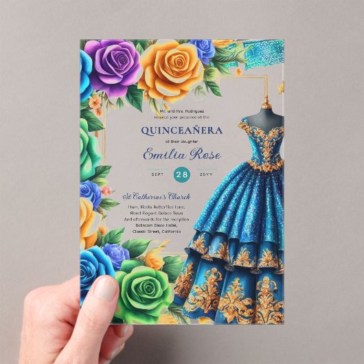 Heldere Plastic Quince Fiesta Vlinders Blauw Groen Acryl Uitnodigingen (Insitu (Draagbaar))