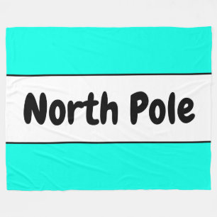 Heldere Polar Mint witte strepen "Noordpool" tekst Fleece Deken
