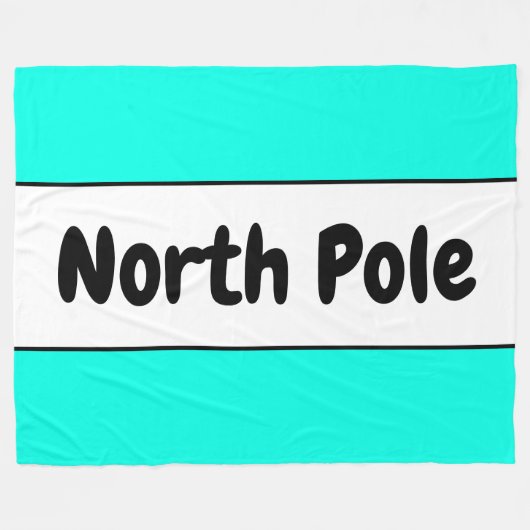 Heldere Polar Mint witte strepen "Noordpool" tekst Fleece Deken (Voorkant (Horizontaal))