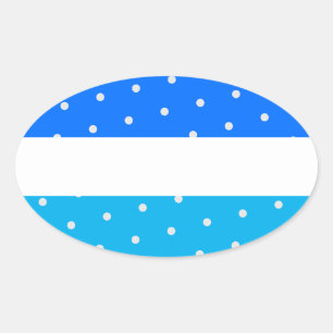 Heldere polka gestippeld twee toon blauw witte str ovale sticker