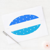 Heldere polka gestippeld twee toon blauw witte str ovale sticker (Envelop)