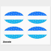 Heldere polka gestippeld twee toon blauw witte str ovale sticker (Vel)