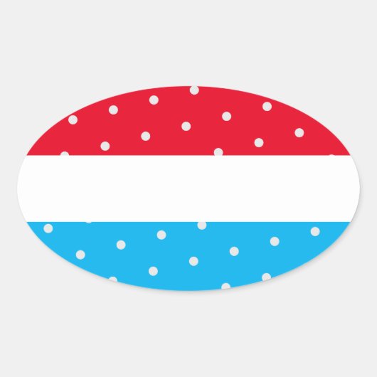 Heldere Polka gestippelde rode hemel blauwe witte Ovale Sticker (Voorkant)