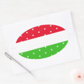 Heldere polka gestippelde rode limoen groene witte ovale sticker (Envelop)