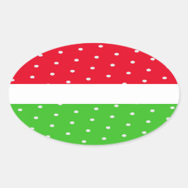 Heldere polka gestippelde rode limoen groene witte ovale sticker