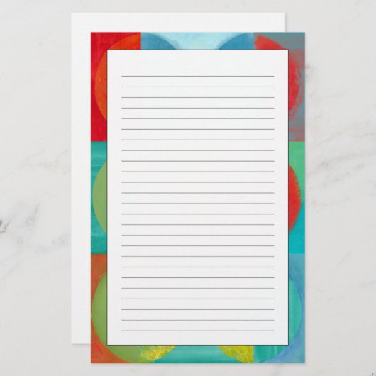 Heldere Pop met cirkels en vierkantjes Briefpapier (Voorkant / Achterkant)